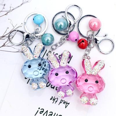 Key chain creative small fresh pendant bag key chain pendant cartoon point drill crystal rabbit crystal pig doll