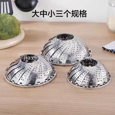 Factory Direct Sales Running Rivers and Lakes Stall Supply Stainless Steel Variety Steamer Tray Fruit Plate Folding Steaming Tray Tableware