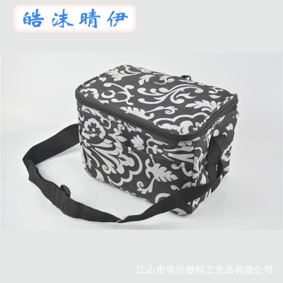 Black and white color majority thermal foreign trade lunch bag outdoor travel bento bag Oxford Cloth lunch box bag