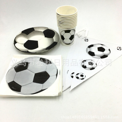 White Football Paper Towel Football Paper Plate Football Party Suit Football Triangle Flag Football Paper Cup