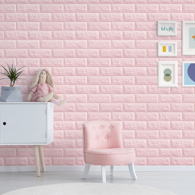 Adhesive Manufacturers Direct children's room brick 3D self-adhesive wall paste creative new as foam wall Paste wallpaper