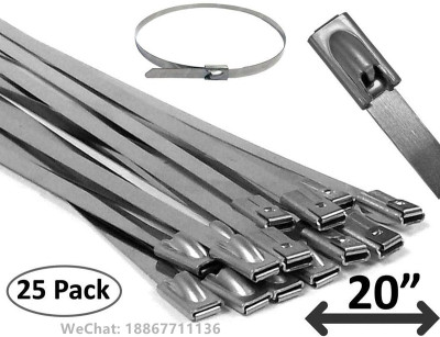 20 \\ \"stainless steel cable band - 25 self - locking metallic white steel band band fasteners with wire clip fasteners