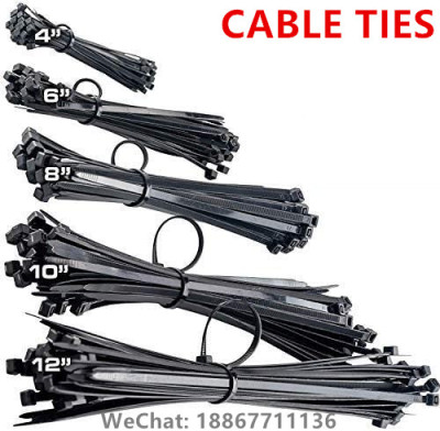 Professional class Black zipper tie Multiple size suit finishing and wire jigsaw Blackcable ties