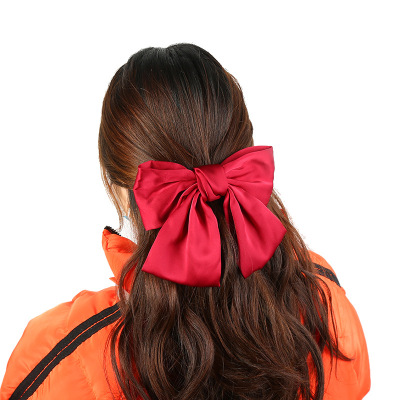 Korean Style Red Big Bow Hair Clips Hair Accessories Spring Clip Girl Student Headdress Japanese Head Clip One Piece Dropshipping