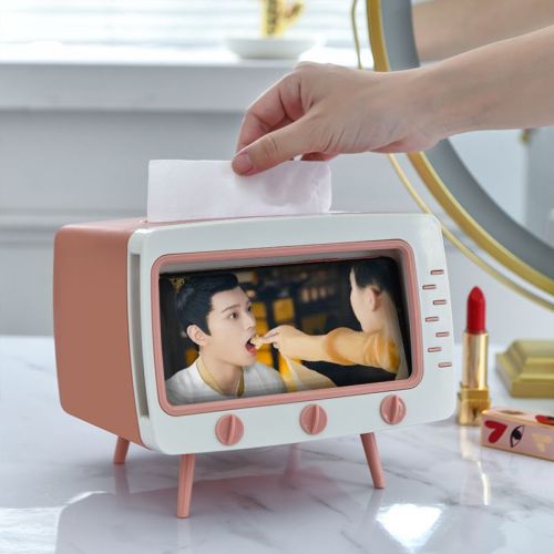 creative tv tissue box household kitchen tissue storage box living room paper extraction box multi-function mobile phone storage rack