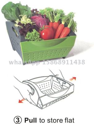 Fold fruit and vegetable storage basket leak basket