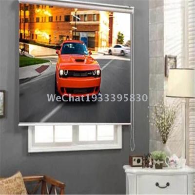 Factory Direct Sales Living Room Bedroom Study Room Darkening Roller Shade Curtain 3D Sports Car Full Room Darkening Roller Shade Finished Products Foreign Trade Wholesale
