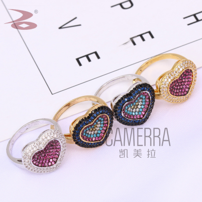 Heart Shape Zircon Micro Design Gift Ring Hot Annual European American Style Popular Ladies Fashion Ring