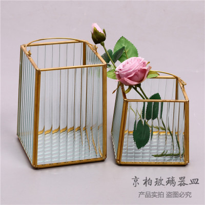 Many more memories. European Retro Gold Glass DIY Flower Room Micro Landscape Romantic Warmth Candlestick Restaurant and cafe decoration pieces