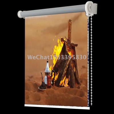 Factory Direct Sales Living Room Bedroom Study Room Darkening Roller Shade Curtain 3D Flame Full Room Darkening Roller Shade Finished Products Foreign Trade Wholesale