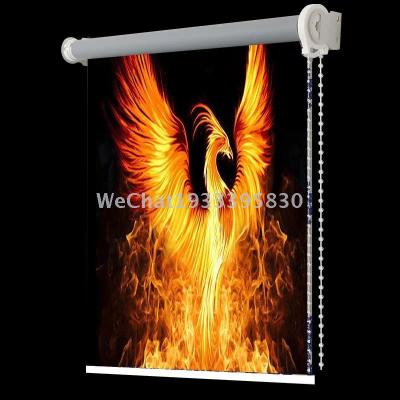 Factory Direct Sales Living Room Bedroom Study Room Darkening Roller Shade Curtain 3D Flame Full Room Darkening Roller Shade Finished Products Foreign Trade Wholesale