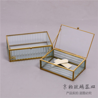 Glass Jewelry Box Dustproof Cosmetic box Necklace earring Stud box