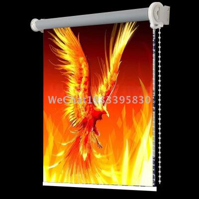 Factory Direct Sales Living Room Bedroom Study Room Darkening Roller Shade Curtain 3D Flame Full Room Darkening Roller Shade Finished Products Foreign Trade Wholesale