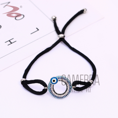 Stone Jewelry Honor Produced Black Cloth Connected Circular Color Zircon wei xiang Disc Pendant Bracelet