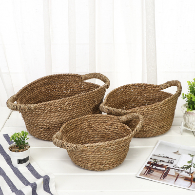 Grass Knitted Basket Simple Environmentally Friendly Sewing Storage Basket Desktop Finishing Storage Basket