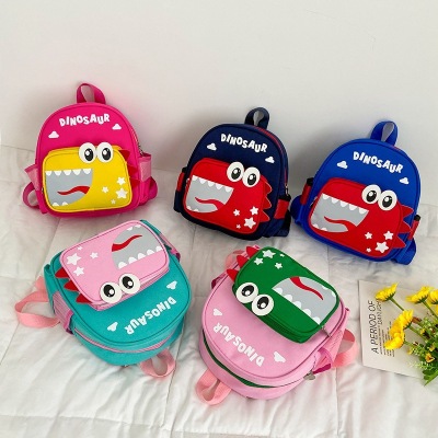 Foreign trade for small dinosaur Cartoon backpack for children the trend of Kindergarten School bag contrast color lovely backpack for children