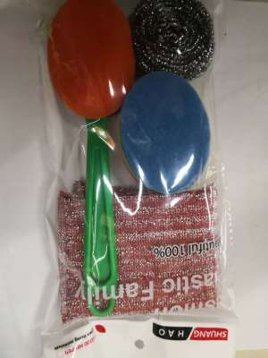 Scouring Sponge Washing King Steel Wire Ball Plastic Handle Cleaning Brush Kitchen Cleaning Supplies