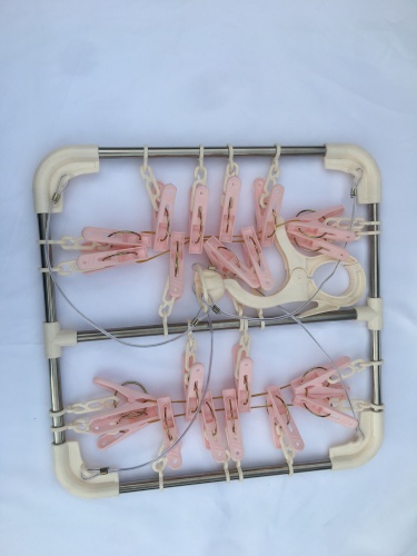 Square Fashion Towel Underwear Socks Clothes Pin Household Multi-Functional Multi-Head Stainless Steel Clothes Hanger 21 Clips