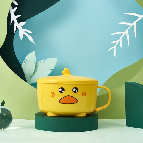 m04-6005 stainless steel instant noodle bowl with lid large capacity instant noodle cup thickened anti-scald handle fast food