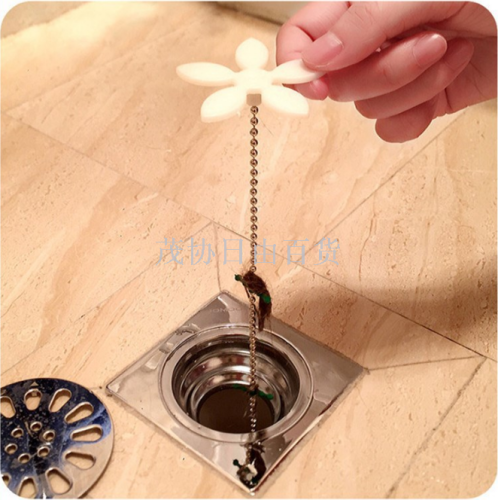 sewer hair cleaner small flower chain kitchen sink pipe cleaning hook bathroom anti-blocking drainage facility