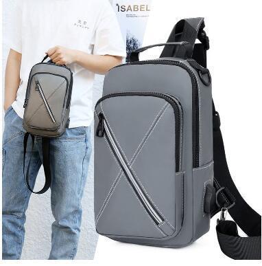 Cross-border exclusive new Korean version of men's Multi-functional Charging Chest Bag outside Casual cross-body Bag Light Travel Chest Bag