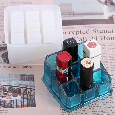 Crystal drop gel 9 check cosmetics box lipstick Storage Stand Lipstorage Finishing Silicone Mold