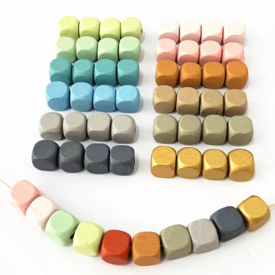 Side roll Wood Square Bead bead bags Shoes Accessories Loose bead children DlY Fang Process