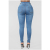 European and American jeans women large size hole blue high waist three-row button could stretch slim small feet hot selling women pants