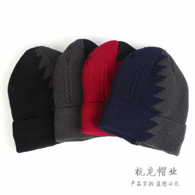 Fashion Colorblock Bowler Warm Short Wool Toe Cap Skullcap Knitted Hat