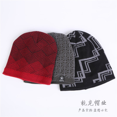 Winter Fleece-Lined Outdoor Sports Knitted Wool Cap Warm Leisure Wool Hat
