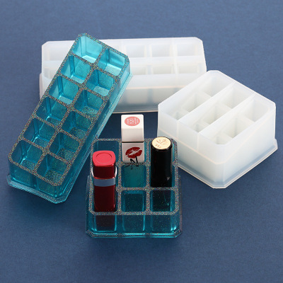 Crystal Drip 12 check Cosmetics box Lipstick Storage Stand Lipstick Storage Finishing Silicone Mold