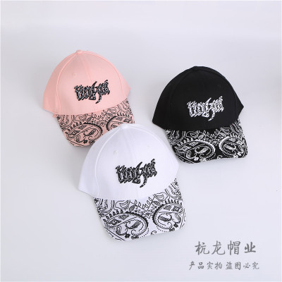 Summer Cotton Printed Baseball Cap Letters Embroidered Sun Hat Outdoor Sun-Proof Peaked Cap Women