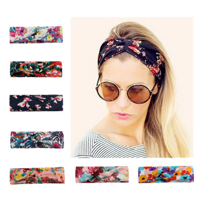 2017 New European and American Parent-Child Printing Hair Accessories Headband Cross Hair Band Headband Mom Fashion Stretch Cotton Headband