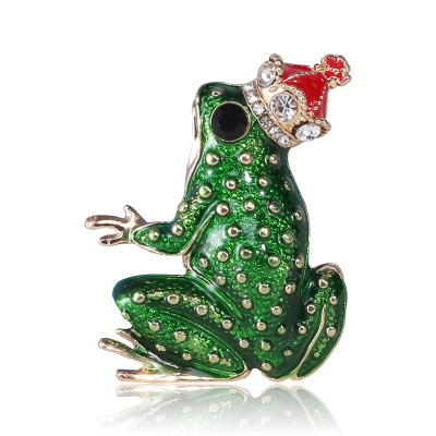 New Cartoon Frog Prince Brooch Creative Cool Drops Animal Corsage Cross-Border Hot Selling Wholesale Currently Available