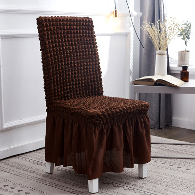 Puffy Skirt Household Elastic Universal One-Piece Dining Table Seat Cover Chair Cover Cover Fabric European Thick Checks Chair Cover