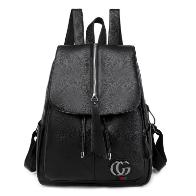 The new Korean version of supple leather Lady Backpack fashion Trend Middle School girl Backpack
