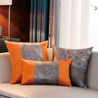 Factory Direct Sales Geometric Pattern Pillow Modern Living Room Sofa Waist Pillow High Precision Jacquard Pillowcase Pillow Cover