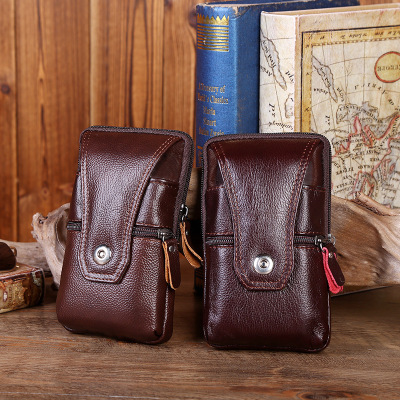 Men's mobile phone leather business as vertical functional wallet wearing belt belt manufacturers wholesale