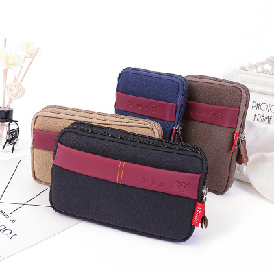 Mobile phone bag male Fanny pack a belt middle-aged and elderly belt bag site work with a multi-functional canvas Mobile phone case