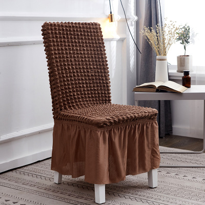 Puffy Skirt Household Elastic Universal One-Piece Dining Table Seat Cover Chair Cover Cover Fabric European Thick Checks Chair Cover
