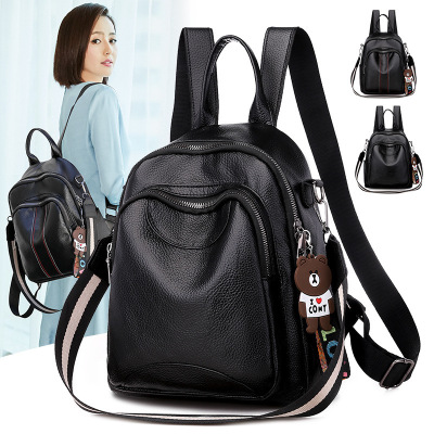 Foreign Trade for the new PU soft leather Backpack Pure Color for Women Traveling Small Backpack multi-purpose women's bags