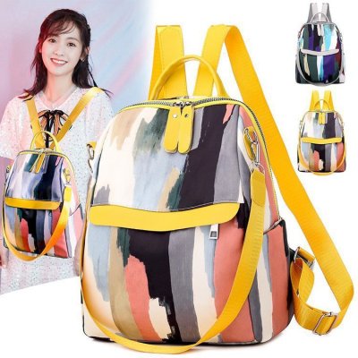 Foreign Trade color contrast backpack female Korean version of high school students schoolbag large volume color-Changing day backpack