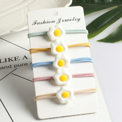 Korean Style Internet Celebrity Poached Egg Hair Ring Hair Rope Girl Hair Tie Plumeria Rubra Rubber Band Student Leather Case Rubber Gasket Wholesale