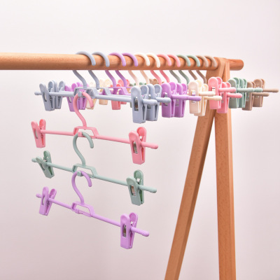 Plastic Trousers Rack Trouser Press Household Hanging Pants Rack with Clip Drying Skirt Underwear Group Clip