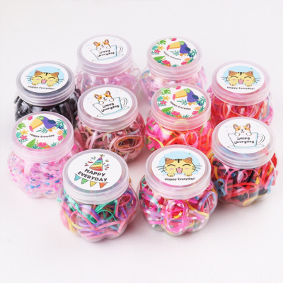 Disposable Rubber Band Children's Hair Ring Hair Accessories Pumpkin Bottle Rubber Band Color Plastic Yuan Store Quality Recommendation Mixed Batch Bag