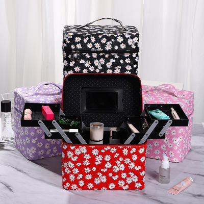 2020 New Korean Style Multi-Functional Portable Cosmetic Case Makeup Manicure Kit Daisy Storage Box