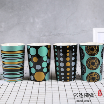Modern Simple Technology Style Geometric Pattern Painted Ceramic Mug Coffee Cup Water Cup Oatmeal Cup Milk Cup