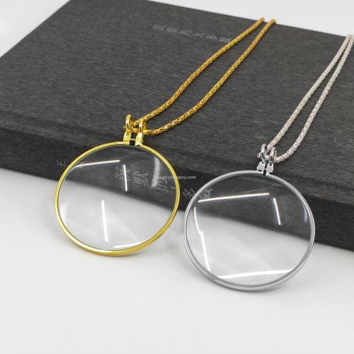 12092 metal hanging glass lens zinc alloy necklace reading newspaper ornaments gift reading magnifying glass gold/silver