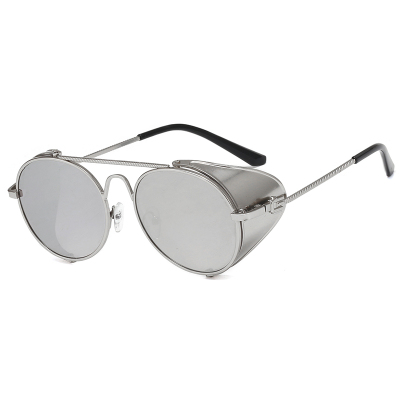 New vintage punk steam sunglasses spring sunglasses European and American trend round metal sunglasses