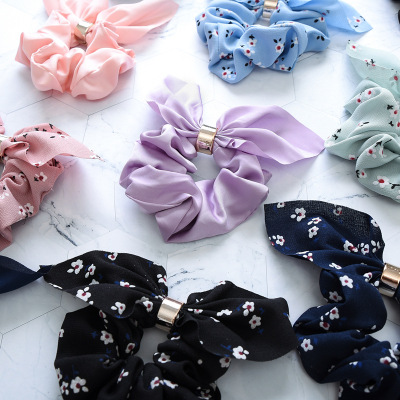 Japanese and South Korean version of the new cross-border large intestine Rabbit ear knotting fabric rings female hair accessories wholesale manufacturers